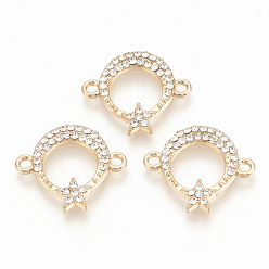 Crystal Alloy Rhinestone Links connectors, Ring with Star, Crystal, 18x20.5x2mm, Hole: 1.8mm