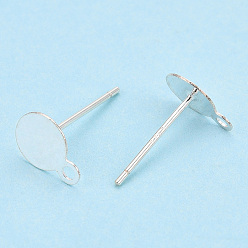 Серебро 925 серьги-гвоздики из стерлингового серебра, с горизонтальными петлями, плоская подушечка, с печатью s925, серебряные, 8x6 мм, отверстие : 1.2 мм, штифты : 0.7 мм