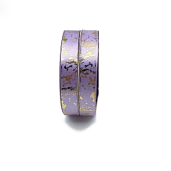 Lilac 44M Gold Stamping Marble Print Polyester Ribbons, Garment Accessories, Lilac, 3/4 inch(20mm), about 48.12 Yards(44m)/Roll