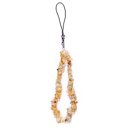 Gemstone Natural Citrine Chip Beads Mobile Straps, Mobile Decoration, 28cm