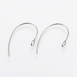 Stainless Steel Color 304 Stainless Steel Earring Hooks, Ear Wire, with Vertical Loop, Stainless Steel Color, 25x14x4mm, Hole: 3mm, 21 Gauge, Pin: 0.7mm