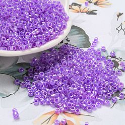 Medium Purple Electroplate Transparent Glass Seed Beads, Ceylon, Cylinder, Medium Purple, 2.5x1.6mm, Hole: 1.4mm, about 50398pcs/pound