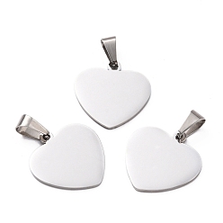 Stainless Steel Color 304 Stainless Steel Stamping Blank Tag Pendants, Heart, Stainless Steel Color, 24x25x1.5mm, Hole: 7x4mm