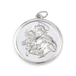 Платина Латунные подвески, святой антоний, без кадмия и без свинца, стойки покрытие, долговечный, с целью перехода в кольце, платина, 27x25x3 мм, отверстие : 4 мм