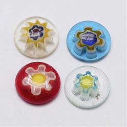 Mixed Color Handmade Millefiori Glass Cabochons, Single Flower Design, Half Round/Dome, Mixed Color, 10x3mm