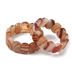 Полосатый Агат Браслеты из натуральных полосчатых бусин агата для женщин и мужчин, овальные, окрашенная и подогревом, 1 дюйм (2.4 см), внутренний диаметр: 2-1/2 дюйм (6.45 см)