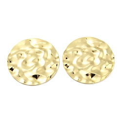 Real 18K Gold Plated Rack Plating Eco-Friendly Brass Pendants, Cadmium Free & Lead Free, Textured Flat Round Charm, Real 18K Gold Plated, 40x1.5mm, Hole: 1.4mm