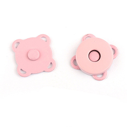 Pink Zinc Alloy Purse Snap Clasps, Magnetic Clasps, Closure for Purse Handbag, Pink, 1.9x1.9x0.55cm