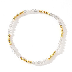 Grey Moonstone Бохо-стиль натуральный серый лунный камень бусины эластичные браслеты для женщин, внутренний диаметр: 6-7/8 дюйм (17.5 см)