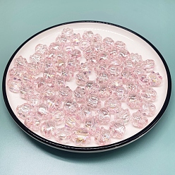 Pink Cute Transparent Acrylic Beads, AB Color Plated, Cat Paw Print, Pink, 16x18.5mm, Hole: 4mm
