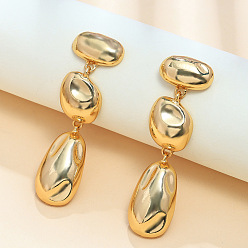 Oval Серьги-гвоздики из сплава для женщин, золотые, овальные, 70x22 мм