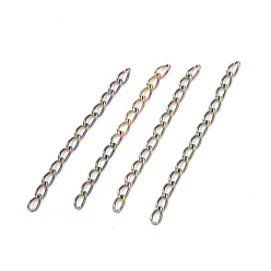 Rainbow Color Ионное покрытие (ip) 304 удлинитель бордюрных цепей из нержавеющей стали, Радуга цветов, 22~25 мм, ссылка: 3x1.6x0.4 mm