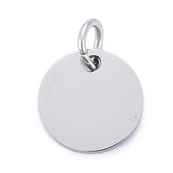 Stainless Steel Color 201 Stainless Steel Pendants, Manual Polishing, Flat Round, Stamping Blank Tag, Stainless Steel Color, 10x1mm, Hole: 3.5mm