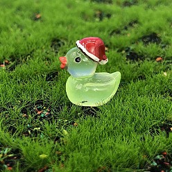 Pale Green Luminous Resin Christmas Theme Duck Ornament, Glow in the Dark, Pale Green, 15mm