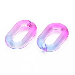 Violet Two Tone Transparent Acrylic Linking Rings, Quick Link Connectors, for Cable Chains Making, Oval, Violet, 31x19.5x5.5mm, Inner Diameter: 19.5x7.5mm