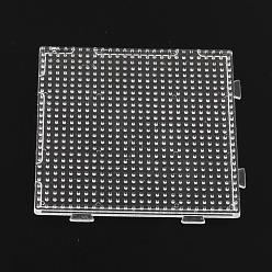 Clear Square Pegboards for 3x2.5mm Mini Fuse Beads, Clear, 75x75x2.5mm