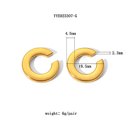 Настоящее золото 18K 304 серьги-каффы из нержавеющей стали в форме буквы С, реальный 18 k позолоченный, 19.5x4.5x2.3 мм