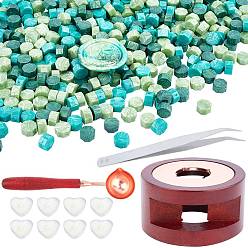 Green CRASPIRE DIY Stamp Making Kits, Including Seal Stamp Wax Stick Melting Pot Holder, Brass Wax Sticks Melting Spoon, Paraffin Candles and 304 Stainless Steel Beading Tweezers, Green, 0.9cm, 511pcs/set