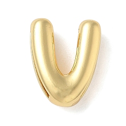 Letter V Медные подвески-слайдеры, стойки покрытие, без свинца и без кадмия, долговечный, реальный 18 k позолоченный, Буква V, 14.5x11.5x4.5 мм, отверстие : 10.5x2 мм