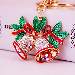 White Creative Christmas gift rhinestone bell car key chain pendant key chain ladies bag accessories 1157