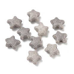 Dark Gray Vintage Handmade Porcelain Beads, Fancy Antique Glazed Porcelain, Textured Starfish, Dark Gray, 10x11.5x6mm, Hole: 1.8mm
