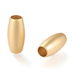 Настоящее золото 18K Латунные бусины, долговечный, матовый стиль, баррель, реальный 18 k позолоченный, 21x10 мм, отверстие : 6 мм