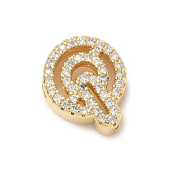 Letter Q Латунные микро-паве прозрачные кубические цирконии начальные многорядные звенья, реальный 18 k позолоченный, без кадмия и без свинца, долговечный, стойки покрытие, Буква Q, 10~11.5x7~12.5x4~4.5 мм, отверстие : 1.5~1.8x1.8~4 мм