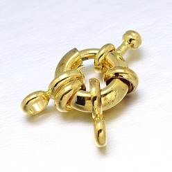 Golden Brass Spring Ring Clasps, Golden, 8.5~9x4mm, Hole: 2mm, Tube Bails: 8.5x4.5x1.5mm