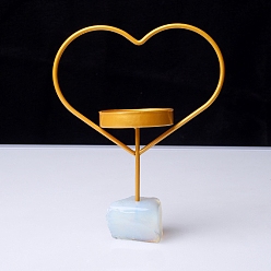 Opalite Rough Raw Opalite Base Candle Holder, Heart Candlesticks for Wedding Decoration, Tray: 55mm