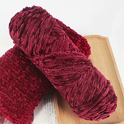 Dark Red Wool Chenille Yarn, Velvet Hand Knitting Threads, for Baby Sweater Scarf Fabric Needlework Craft, Dark Red, 3mm, about 87.49 Yards(80m)/Skein