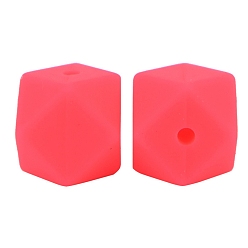Light Coral Octagon Food Grade Silicone Beads, Chewing Beads For Teethers, DIY Nursing Necklaces Making, Light Coral, 17mm