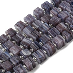 Dark Slate Blue Handwork Lampwork Beads, with Glass Spacer Beads, Square, Dark Slate Blue, 6x6x5~5.5mm, Hole: 0.9mm, about 54~55pcs/strand, 15.75~15.94''(40~40.5cm)