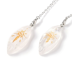 Хрусталь Конский глаз, натуральный кварцевый кристалл, остроконечные биолокационные маятники, с реечным покрытием, фурнитура из латуни и сплавов, без свинца и без кадмия, 256~259 мм