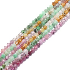 Tourmaline Natural Tourmaline Beads Strands, Faceted, Round, 2mm, Hole: 0.5mm, about 215pcs/strand, 15.16''~15.55''(38.5~39.5cm)