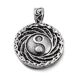 Antique Silver Tibetan Style Alloy Pendants,  Yin-yang Charms, Antique Silver, 39x29x5.5mm, Hole: 7.5x4.5mm