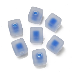 Dodger Blue Frosted Acrylic European Beads, Bead in Bead, Cube, Dodger Blue, 13.5x13.5x13.5mm, Hole: 4mm