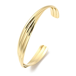 Real 18K Gold Plated Ion Plating(IP) 304 Stainless Steel Cuff Bangle, Real 18K Gold Plated, Inner Diameter: 2-1/8x2-1/4 inch(5.35x5.75cm)