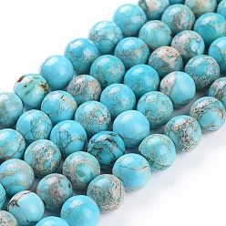 Turquoise Natural Imperial Jasper Beads Strands, Dyed, Round, Turquoise, 10mm, Hole: 1.8mm, about 40pcs/strand, 15.51 inch(39.4cm)