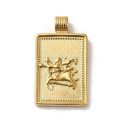 Sagittarius 304 Stainless Steel Pendants, Rectangle with Constellations, Real 14K Gold Plated, Sagittarius, 25x14x2mm, Hole: 2mm