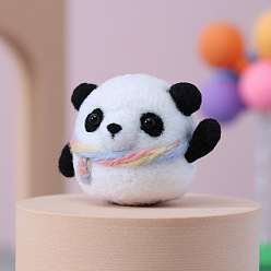 Others Panda Pendant Decoration DIY Needle Felting Beginner Kits, including Wool, Felting Needle, Foam Board, Instruction, Scarf, 50mm