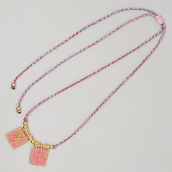 MI-N230001C Colorful Heart Cross Necklace with Bohemian Glass Beads - Romantic Jewelry