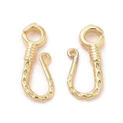 Real 24K Gold Plated Rack Plating Brass S-Hook Clasps, Cadmium Free & Lead Free, Long-Lasting Plated, Real 24K Gold Plated, 12.5x7x2mm, Hole: 2mm and 0.7mm