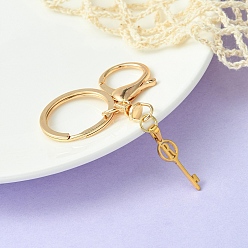 Letter R 304 Stainless Steel Initial Letter Key Charm Keychains, with Alloy Clasp, Golden, Letter R, 8.8cm