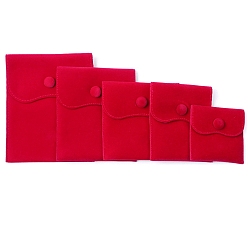 Красный Бархат ювелирных пакеты, подарочные пакеты для ювелирных изделий с кнопкой, для хранения колец, ожерелья, сережек, браслета, квадратный, красные, 7x7 см
