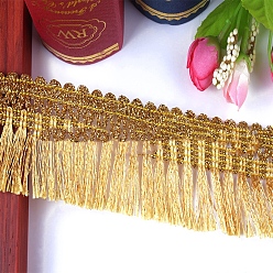 Gold Polyester Ribbon, with Tassels, Clothing Ornament, Gold, 2-1/8 inch(55mm)