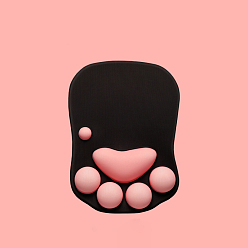 Black Silicone with Cloth Mouse Pad, with Wrist Support, Customization Mouse Pad, Paw Print, Black, 270x200x25mm