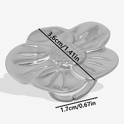 Серебро Цветок 304 модный манжет из нержавеющей стали открытое кольцо для женщин, серебряные, 36 мм
