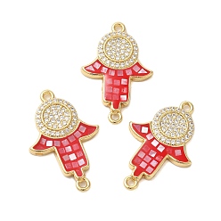 Малиновый Покрытие стойки латунь микро-паве прозрачный кубический цирконий Хамса звенья для рук подвески-соединители, с эмалью и ракушкой, реальный 18 k позолоченный, долговечный, без свинца и без кадмия, малиновый, 27x18x2 мм, отверстие : 1.5 мм