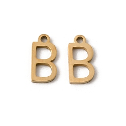 Letter B 304 подвески из нержавеющей стали, подвески с буквой az~z, ионное покрытие (ip), золотые, В письме, 8x4x1 мм, отверстие : 1 мм