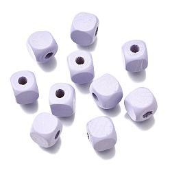лаванда Спрей окрашены деревянные бусины, квадратный, лаванда, 10x10x10 мм, отверстие : 3 мм